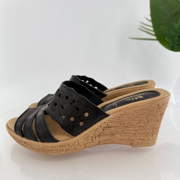 Spring Step Womens Topaz Sandal Women's Size 39 8 Black Leather Lasercut Slide - Picture 6 of 13